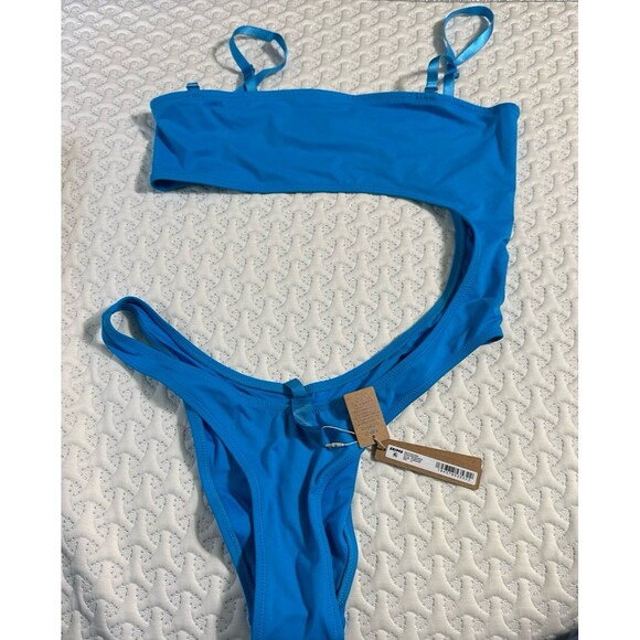 SKIMS Strapless Monokini Swimsuit Turquoise Blue  NWT - Picture 6 of 9